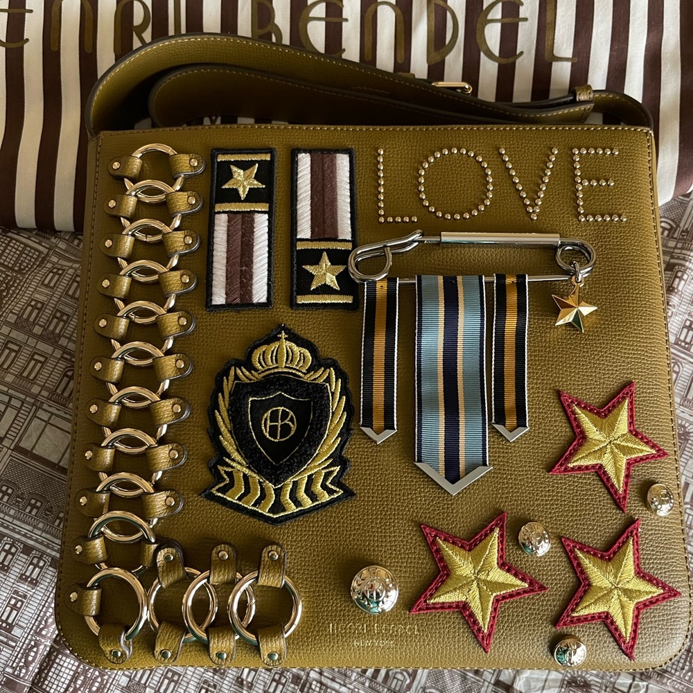 Henri Bendel Canteen Messenger Military Patches